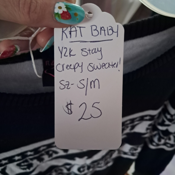 Rat Baby Y2k Vintage Goth Stay Creepy Christmas Sweater! Knit Like New!!! - Picture 5 of 5